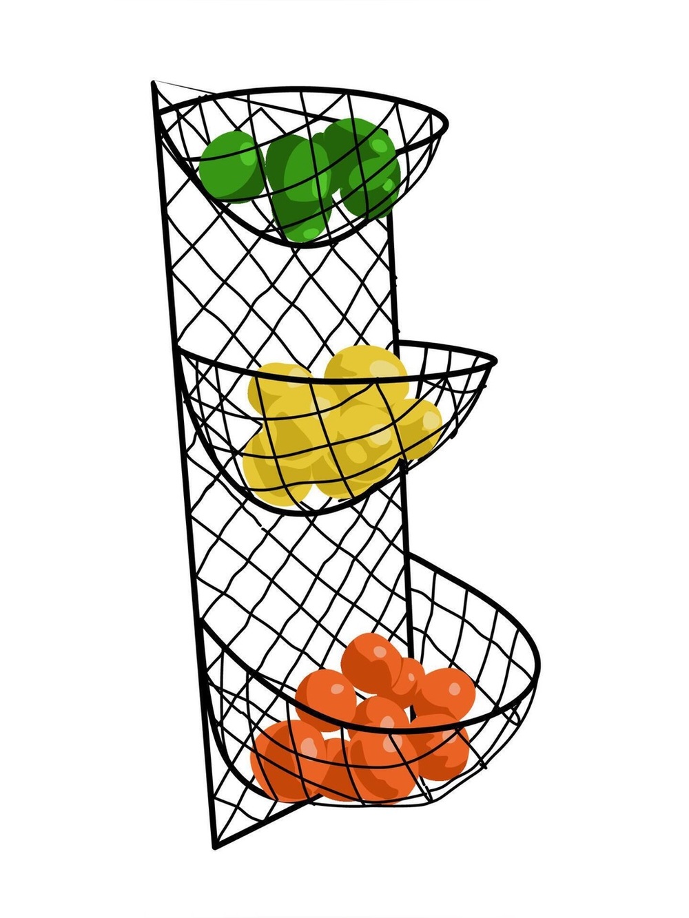 3-Tier Black Wire Wall Fruit Basket - 

wire basket with by shutterstock